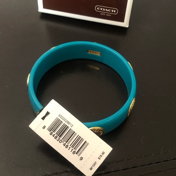 NWT COACH Teal Signature Emblem Bangle - Picture 3 of 4